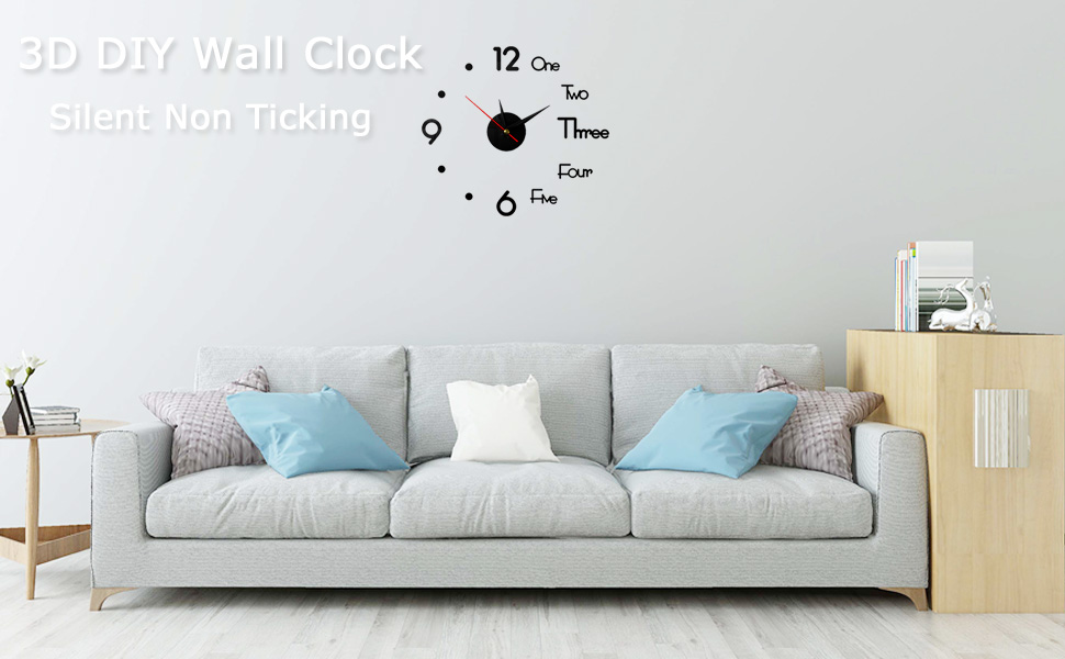 DIY 3D Wall Clock Silent Non Ticking