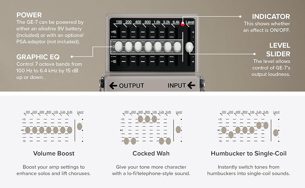 BOSS; Roland; Pedal; EQ; Equalizer; Graphic; 7-Band; Pedalboard; Guitarists; Electric; Acoustic