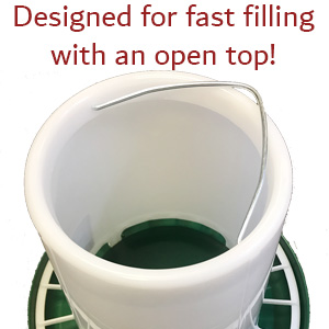 designed for fast filing with an open top