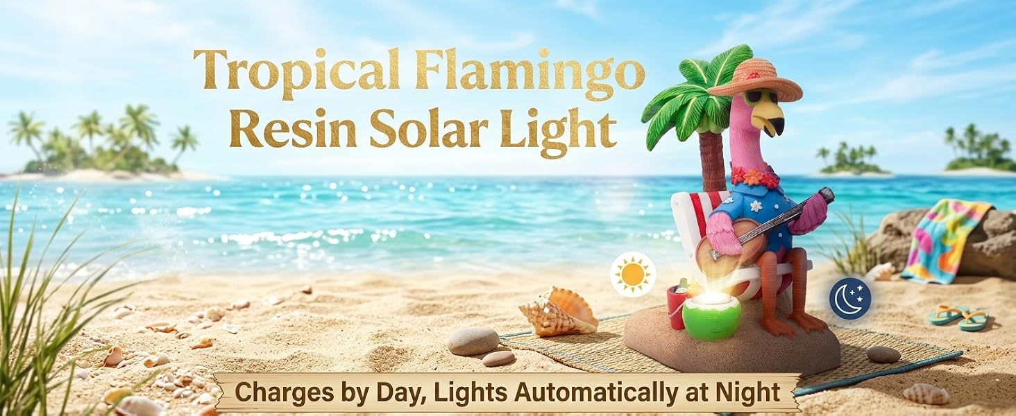 Tropical Flamingo Resin Solar Light
