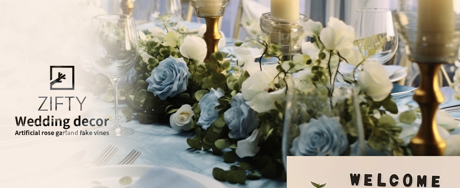 blue flower garland