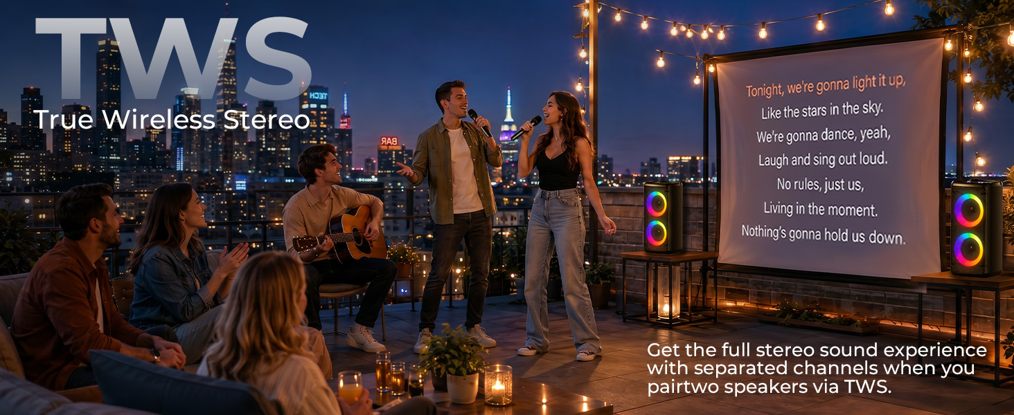 Bluetooth Speaker with 2 Wireless Microphones