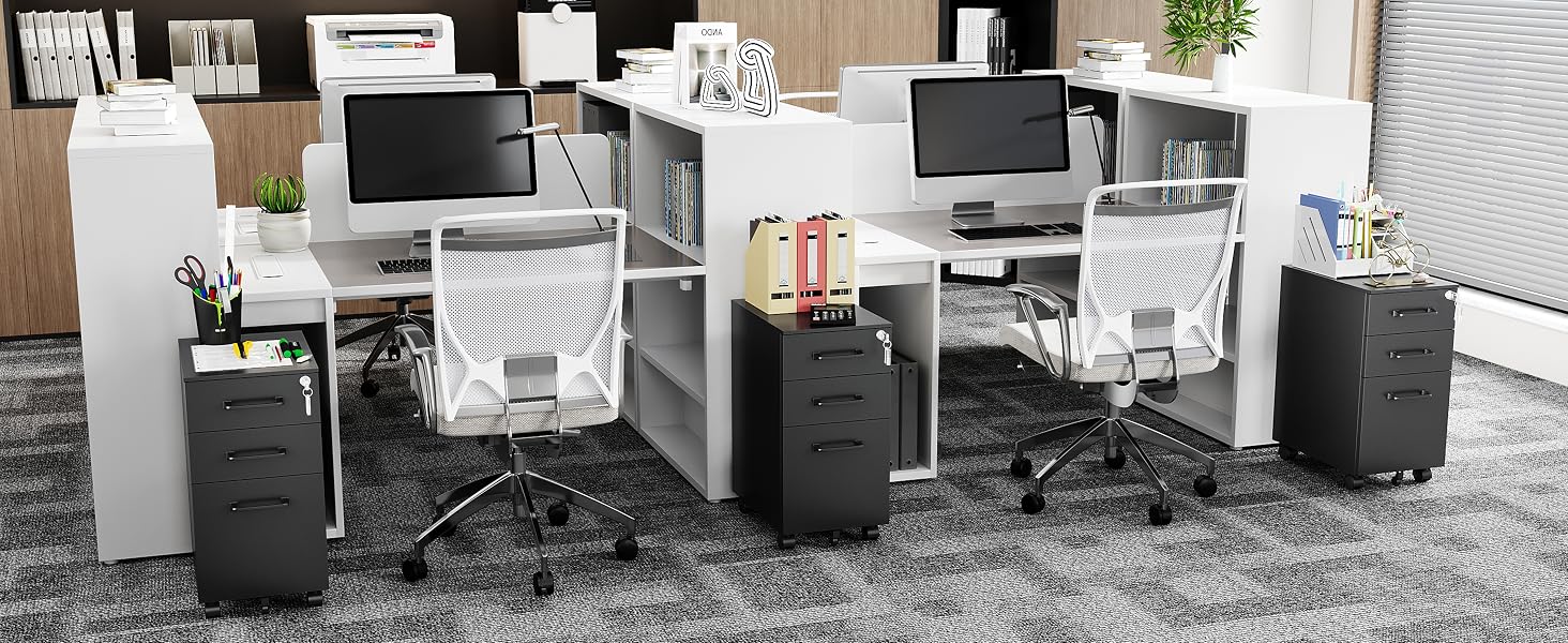 3 Drawer Mobile File Cabinet with Lock,Under Desk Storage Filing Cabinet for Home Office