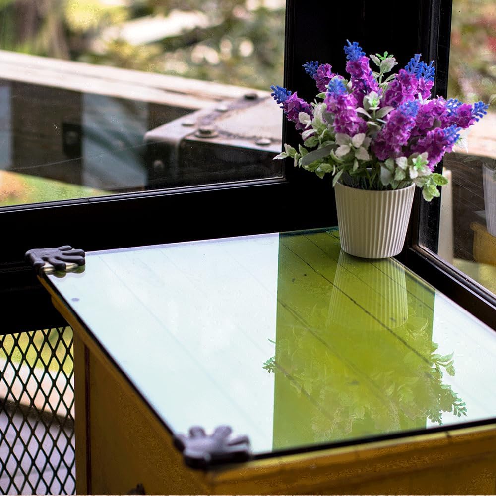 16 inch Square Glass Table Top - Tempered - 1/2" Thick Glass Surface, Safe Beveled Edge, Eased Corners, Multipurpose for Dining Table, Patio, Coffee and End Table