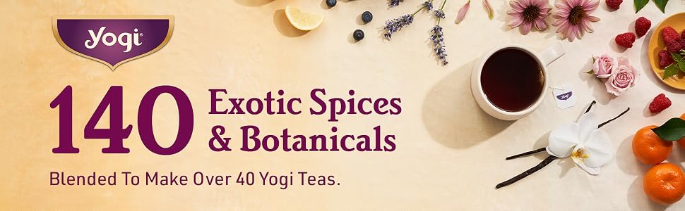 Yogi Tea - 14- Exotic Spices &amp; Botanicals Blended to Make Over 40 Yogi Teas.
