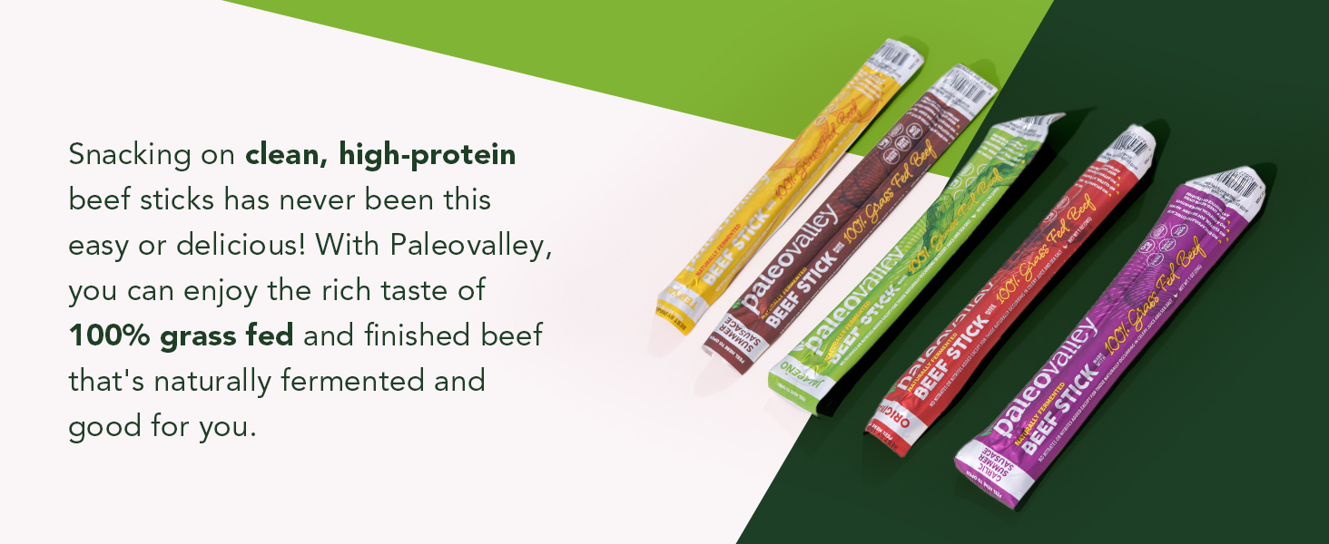 Paleovalley beef sticks gluten free high protein jerk snack summer healthy