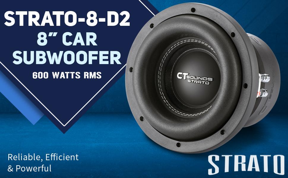 8 inch dual 2 ohm car audio subwoofer loud bass extreme power 1200 watts max 600 watts rms