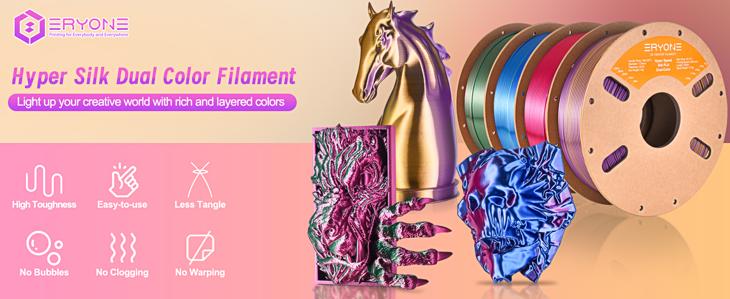 High speed silk dual colors filament