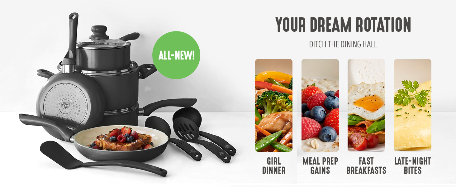 GreenLife, Bloom, Ceramic Nonstick, PFAS-Free, Non-Toxic, Cookware, Frypans