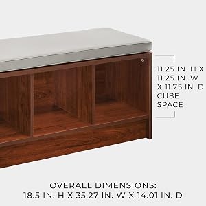 Cubeicals Bench with cushion, laminate design, cubeicals fabric drawers