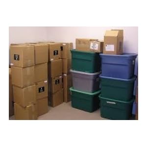 bins stacked, tote stack, back breaking, bins slide in easily, bin warehouse