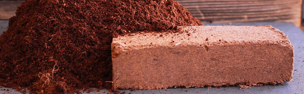 brick of minute soil next to rehydrated soil
