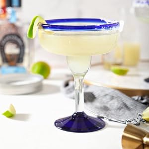 Cobalt Blue Rim 14 oz Large Margarita Glasses