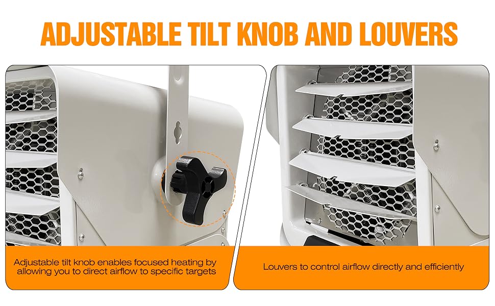 Adjustable Tilt Knob Louvers Control Airflow Direct Heat