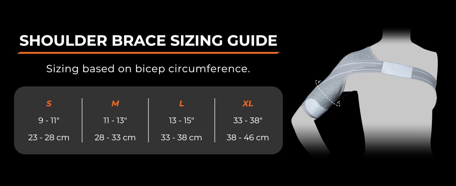 Incrediwear Shoulder Brace Size Chart - Small to X-Large