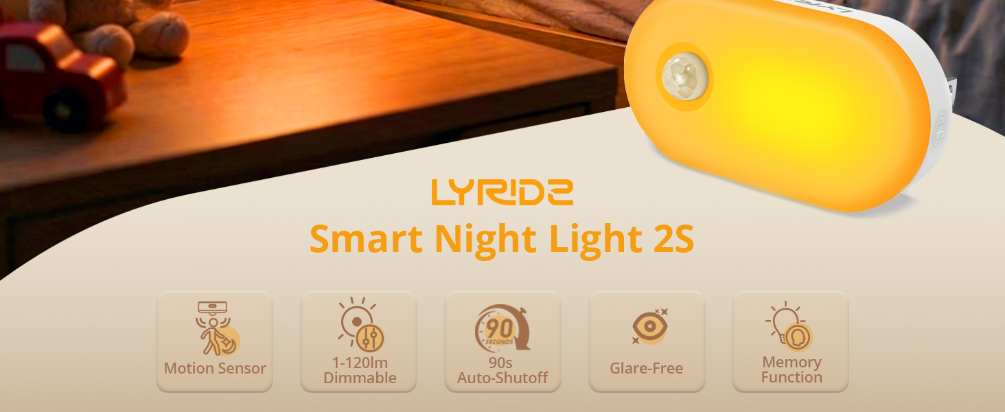 plug-in amber night light with motion sensor