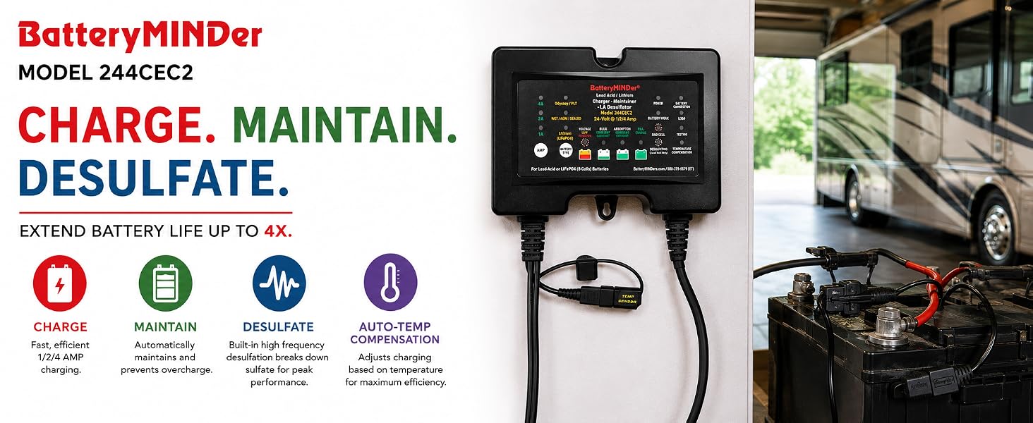 batteryminder battery charger maintainer desulfator