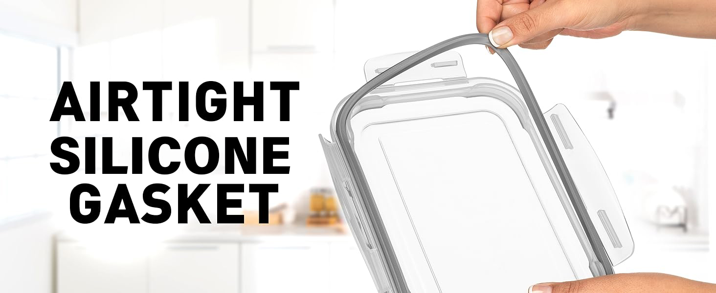 RAZAB large 2700ML glass storage container, airtight, microwave and oven safe, perfect for meal prep