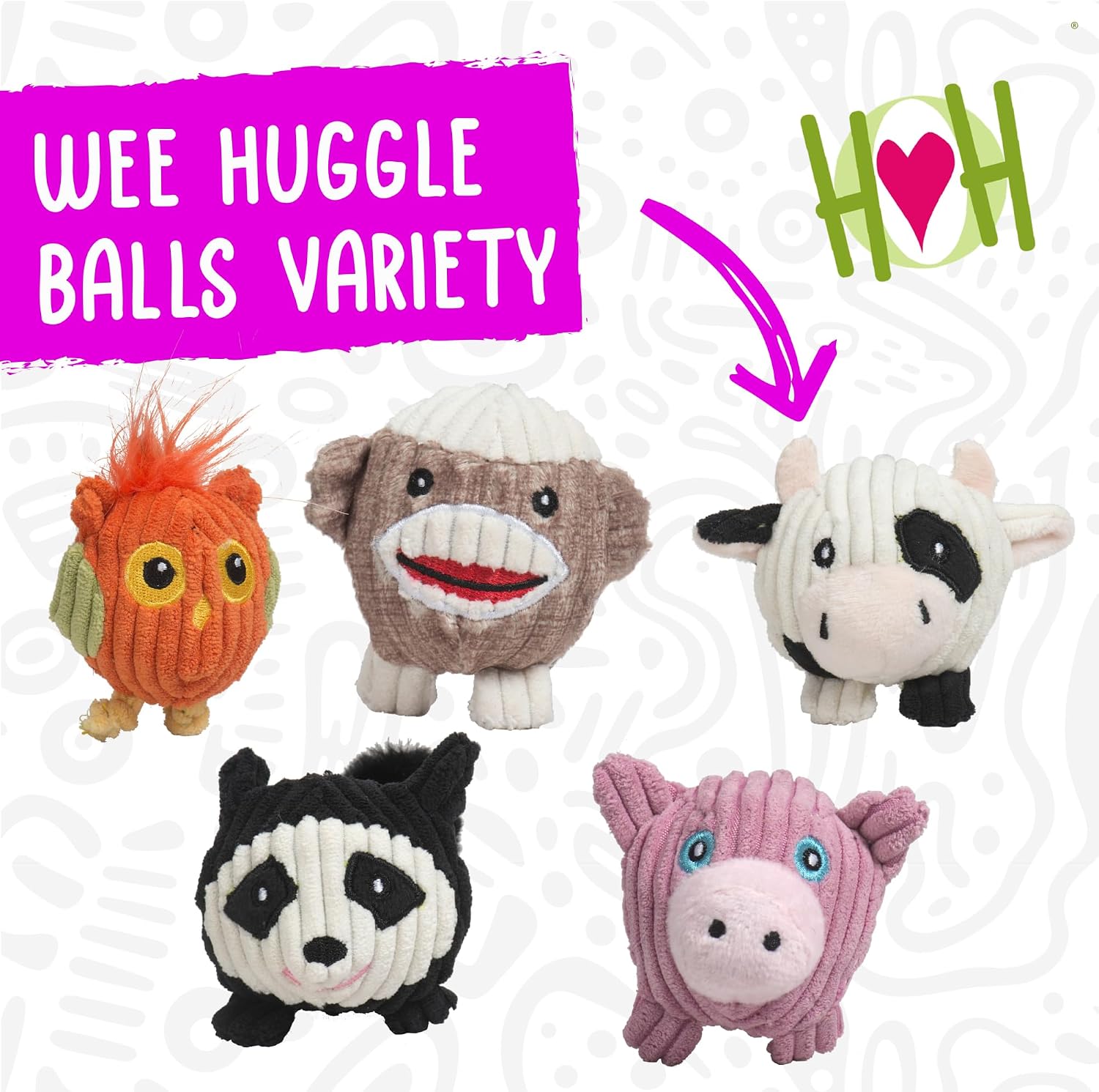 HuggleHounds Knottie Plush Dog Toy - Dog Stuffed Animal Toy, Squeaky Puppy Toys, for Small, Medium & Large Dogs, Durable Plush to Keep Them Busy - Dottie Cow, Small