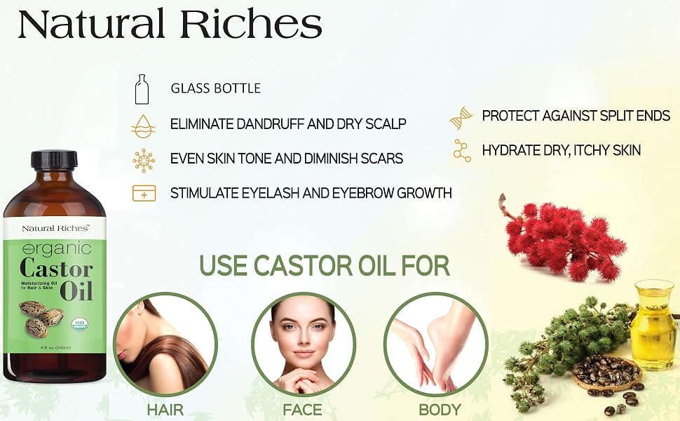 Organic Castor oil is Glass bottle