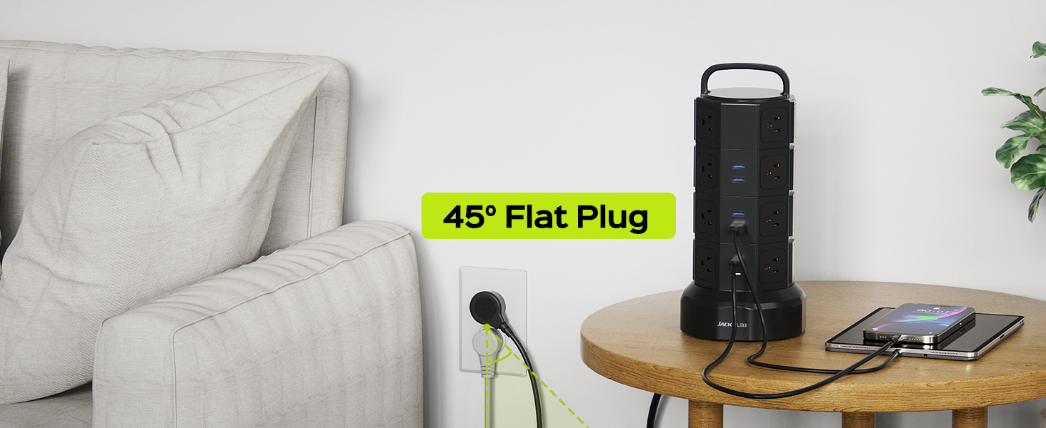 45° flat plug Power Strip