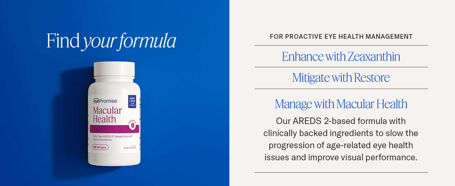 Macular Health: AREDS 2-based formula to slow the progression of age-releated eye health issues