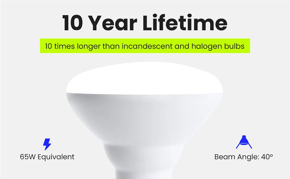 10 Year Lifetime LED Bulb lasts 10 times longer than incandescent