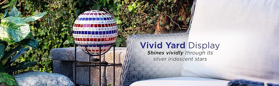 HGY434 - 10&amp;#34; Diameter Indoor/Outdoor Patriotic Glass Stars and Stripes Gazing Globe Yard Decoration