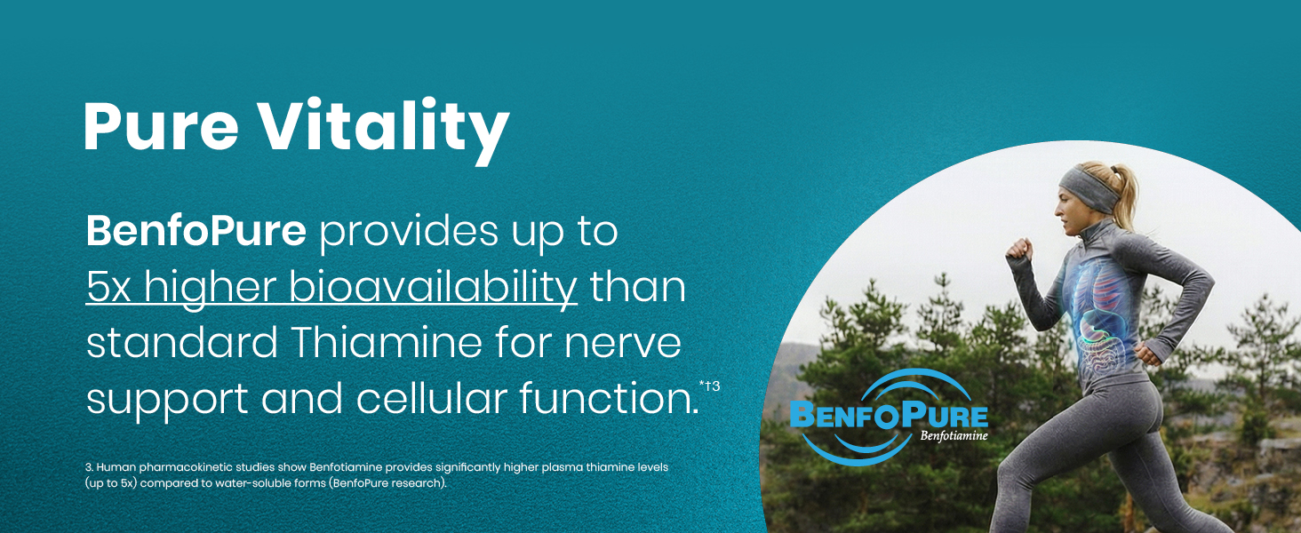 BenfoPure provides up to 5x higher bioavailability than standard Thiamine