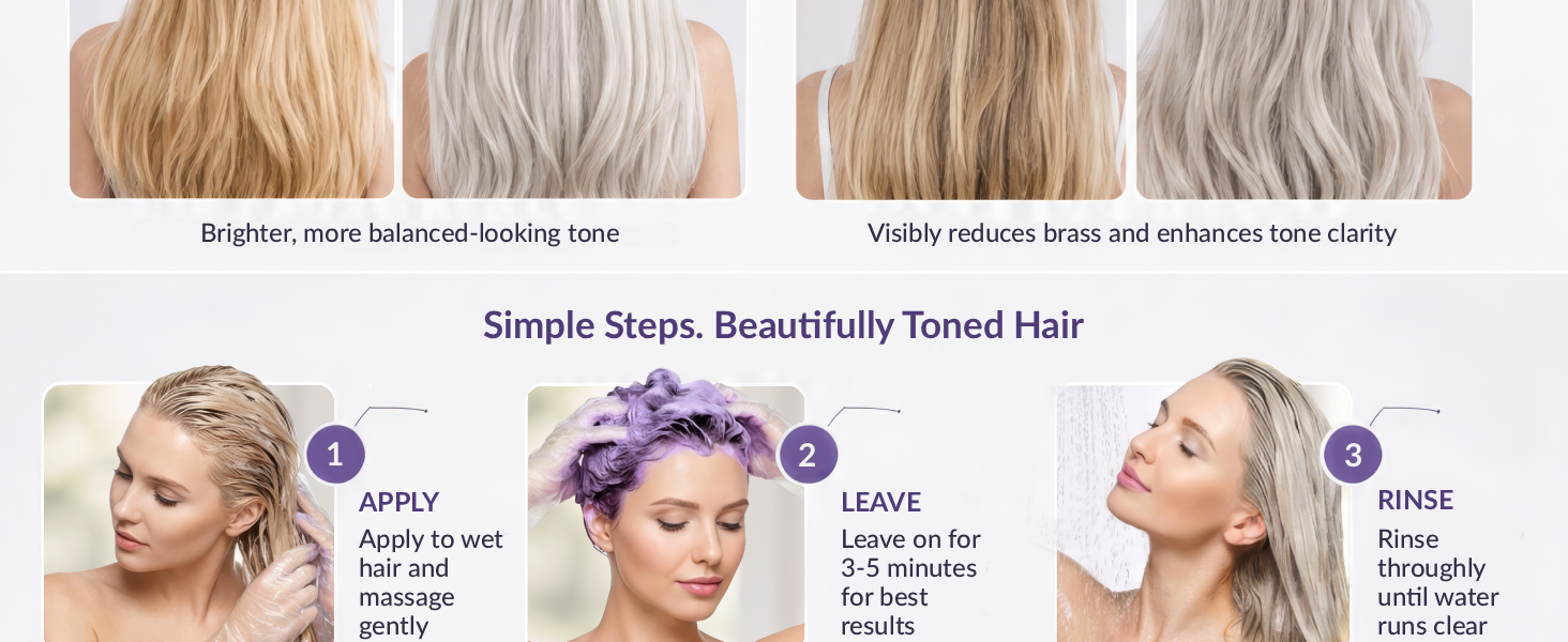 Vitamins Purple Blue Shampoo Suitable for all lifestyles Before After
