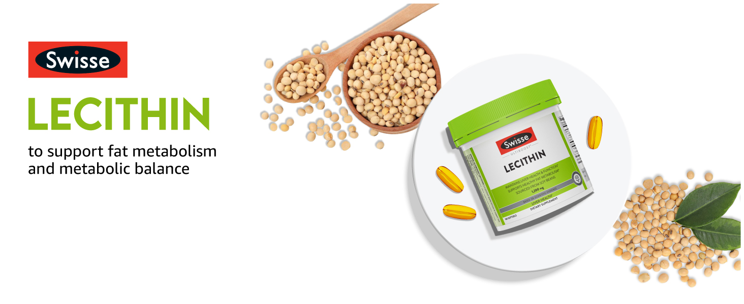 Swisse lecithin supplement with soybeans and capsules