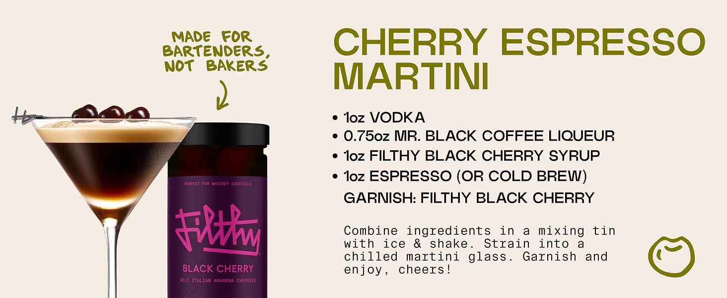Filthy Cocktail Amarena Black Cherries 11 Oz