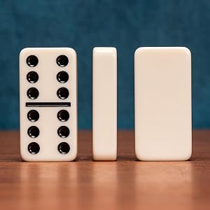 Jumbo Tournament Double 6 Dominoes (Pips/Dots) Game Set w/ Dark Oak Wooden Case