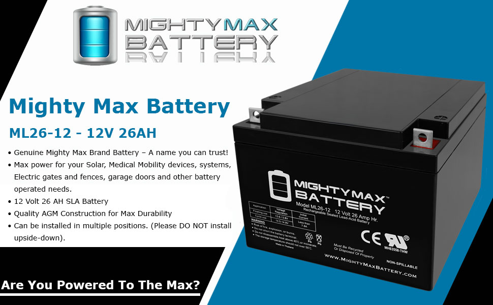 rechargeable battery maintenance free battery 12v 26ah battery mighty max battery for solar power