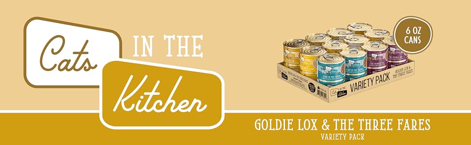 Cats in the Kitchen by Weruva, Goldie Lox &amp; The Three Fares Variety Pack, 6oz Cans