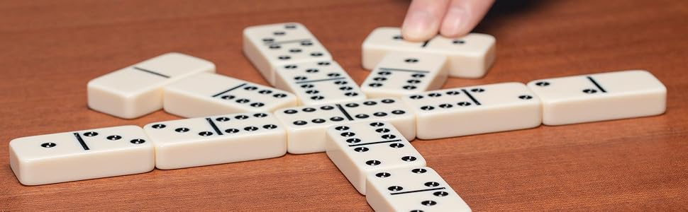 Jumbo Tournament Double 6 Dominoes (Pips/Dots) Game Set w/ Dark Oak Wooden Case
