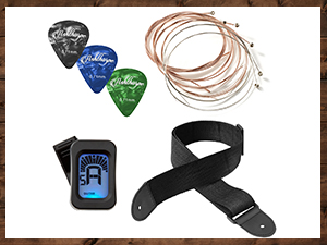 Ashthorpe beginner thirty eight inch guitar package with accessories, digital tuner, extra strings