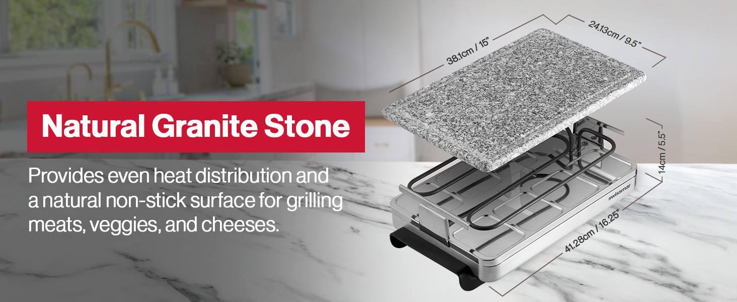 granite non stick surface warmer grillgriddle durablepequeño counter black removable plates