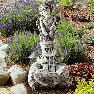 Outdoor Water Fountain With LED Lights