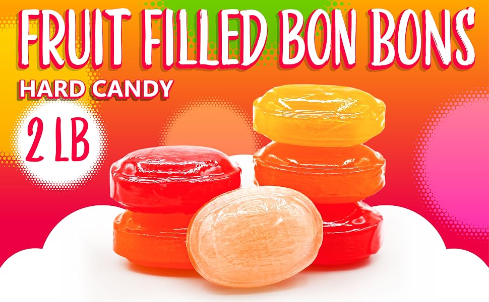 assorted fruit hard candy bon bons bulk pack fruit filled chewy center sweet classic candies treat