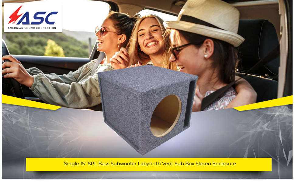 Image 1 Single 15″ SPL Bass Subwoofer Labyrinth Vent Sub Box Stereo Enclosure