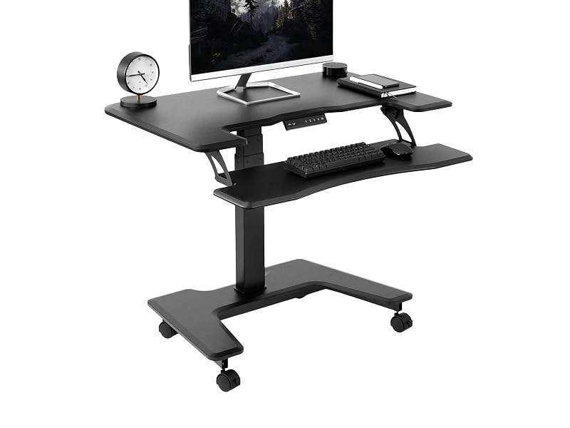 Black mobile desk workstation