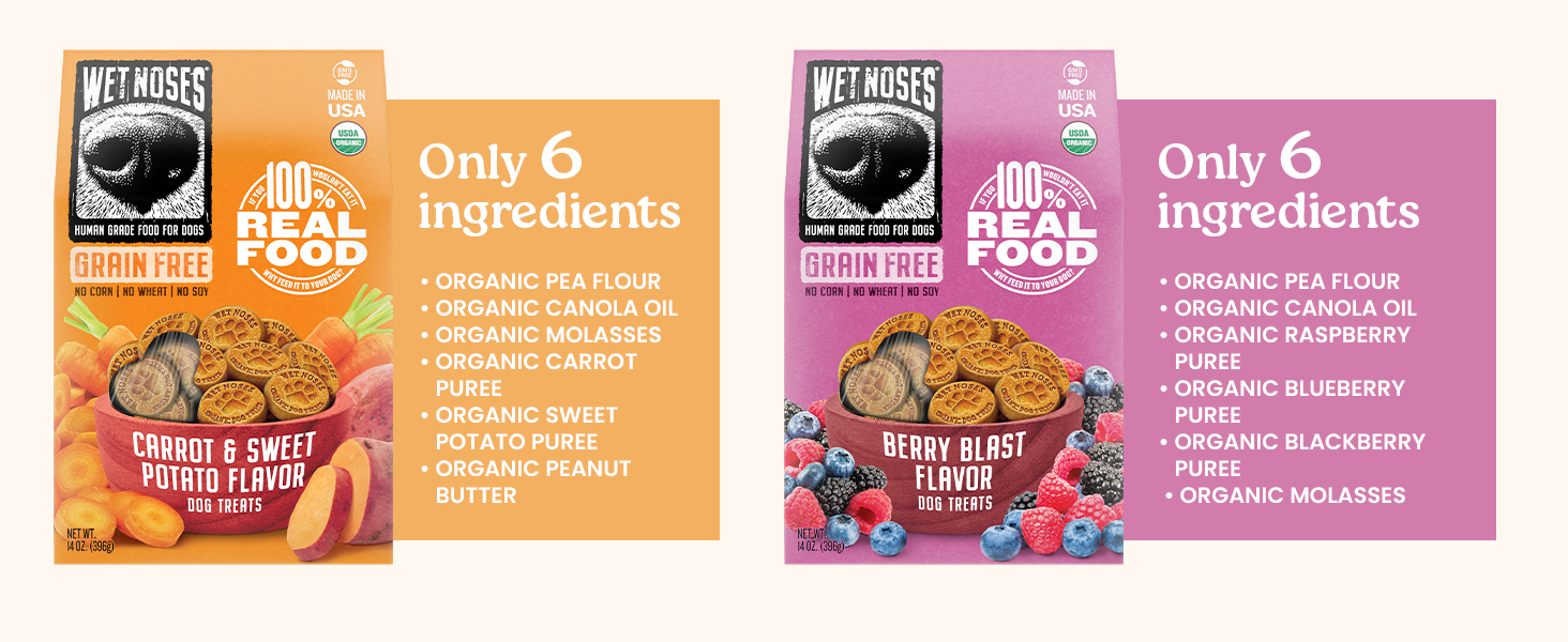 Grain-Free Organic Dog Treats, Human-Grade Non-GMO Crunchy Training Snacks for All Dogs