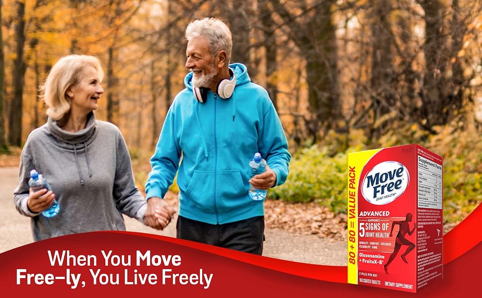 Move Free Advanced Glucosamine FruiteX-B Joint Support Mobility Comfort Strength Flexibility Bone