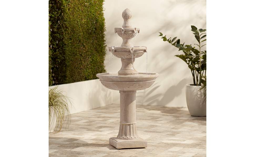 John Timberland Stafford 48&amp;#34; Three Tier Traditional Garden Fountain
