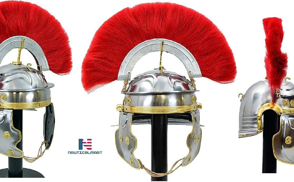 NauticalMart Roman Gallic &amp;amp;#39;G&amp;amp;#39; Centurion Helmet - Metallic Armour