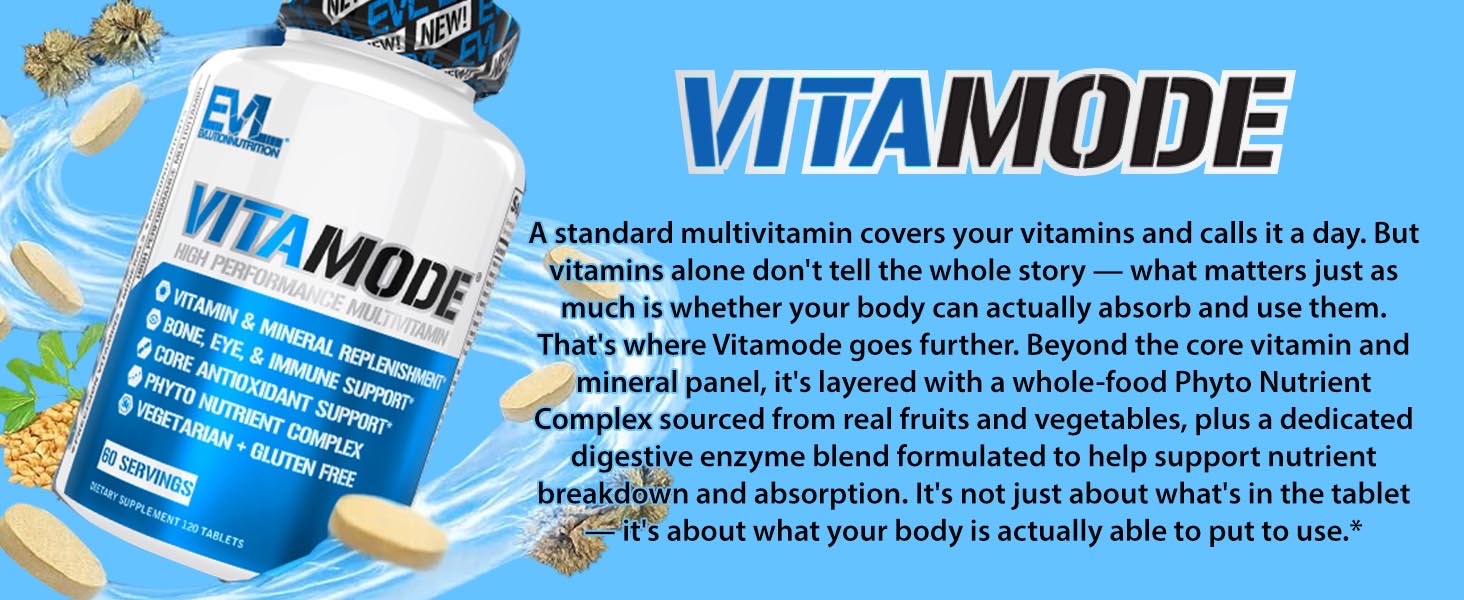 EVL Vitamode high performance multivitamin bottle: vitamin, mineral, antioxidant, immune support.*