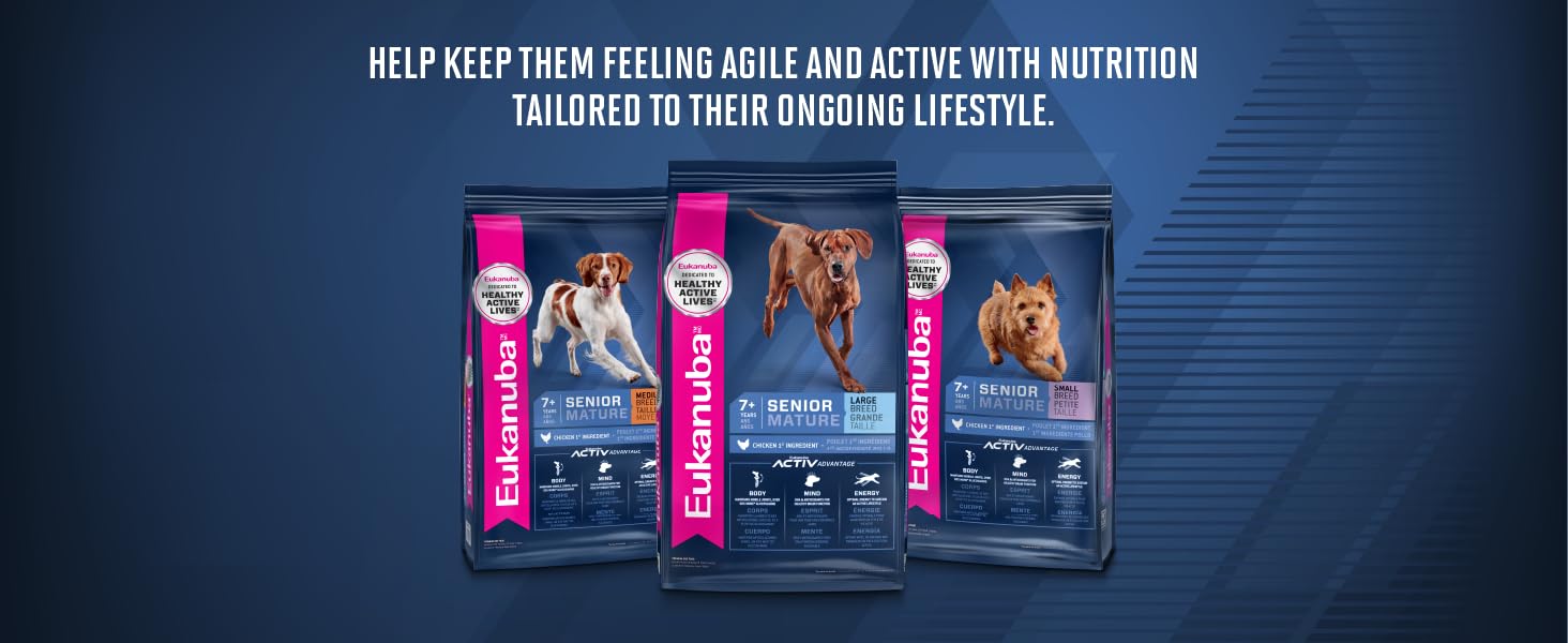 Eukanuba Adult dog food for senior dogs that are older and small medium large size