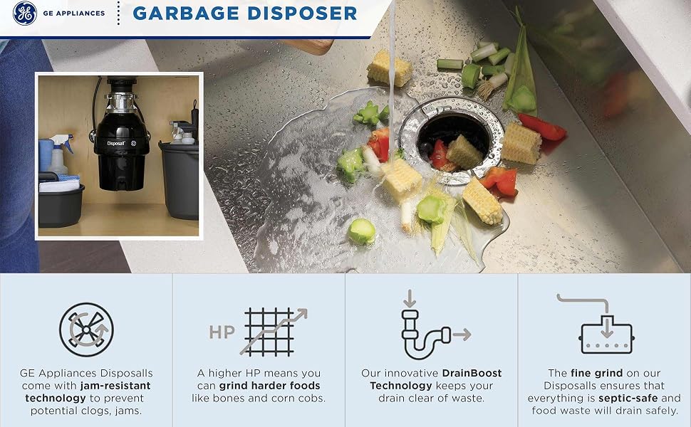 GE GFC325N 1/3 HP HP Continuous Feed Garbage Disposer Corded