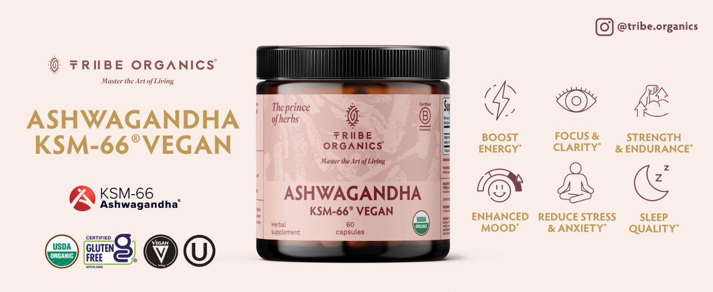 Tribe Organics Ashwagandha KSM-66 Vegan